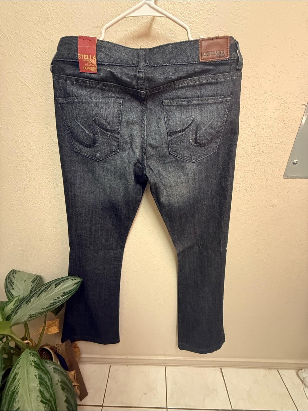 Express Stella Bootcut Jeans in Dark Blue Denim